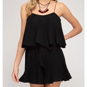 Black Pleated Romper